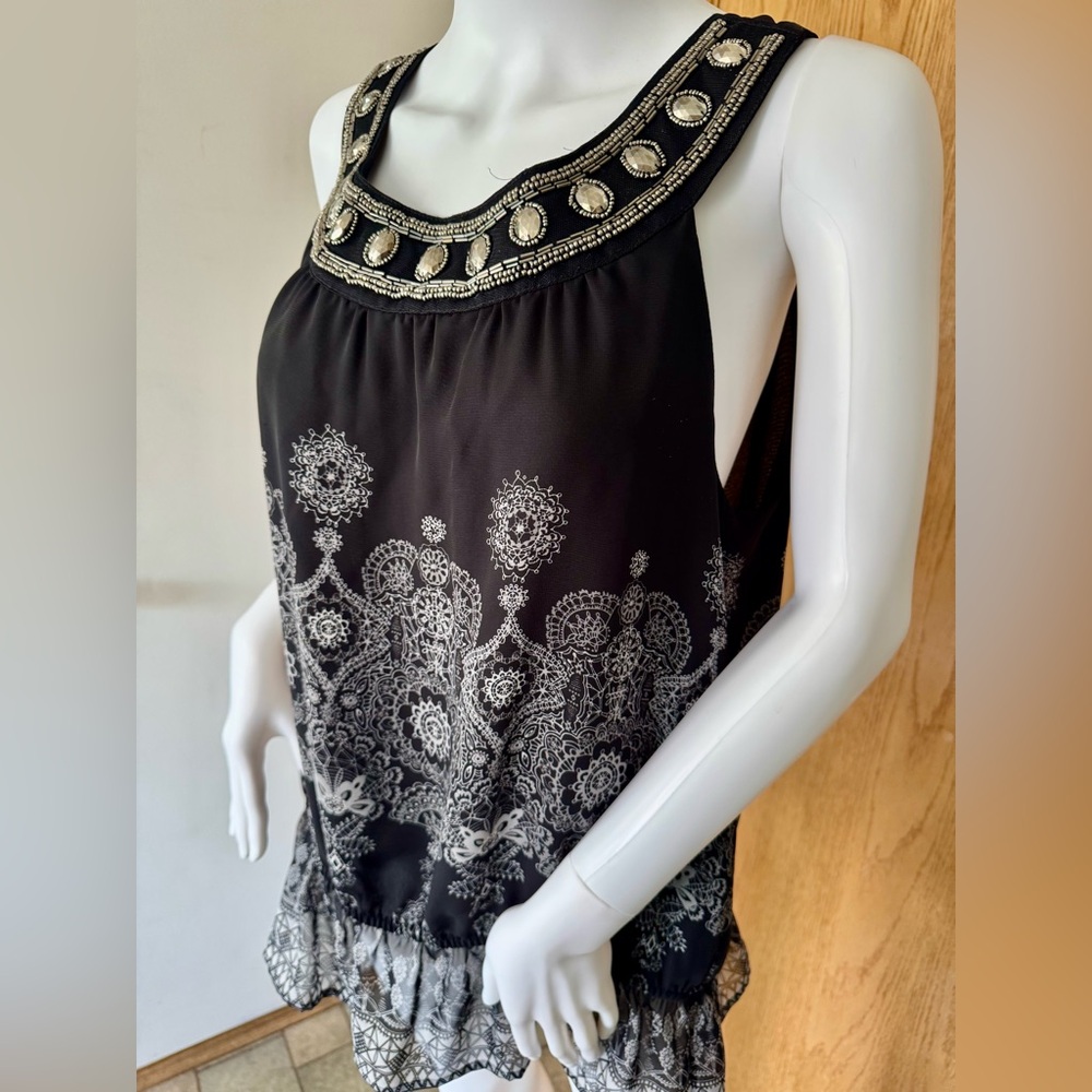 Apt. 9 Black Embellished Sleeveless Tank Top
